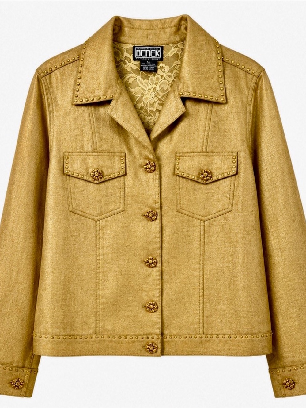 Berek Metallic Gold Jewel Trim Jean Jacket, NWT